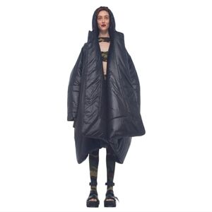 Sz XS/S Norma Kamali Black Sleeping Bag Blanket Coat